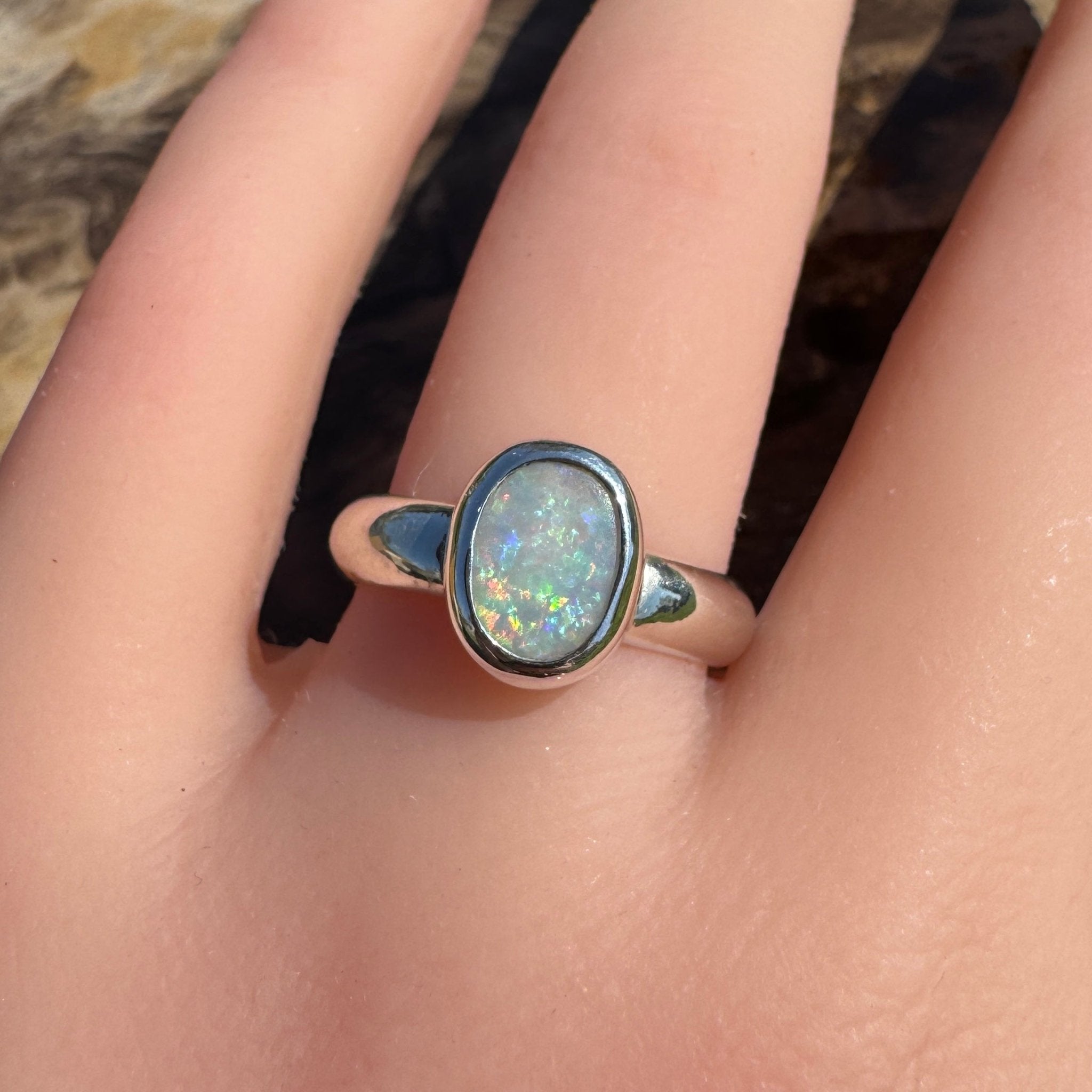 Serene Haze ~ Mintabie Solid Light 1ct Opal Ring – Sterling Silver Simplicity