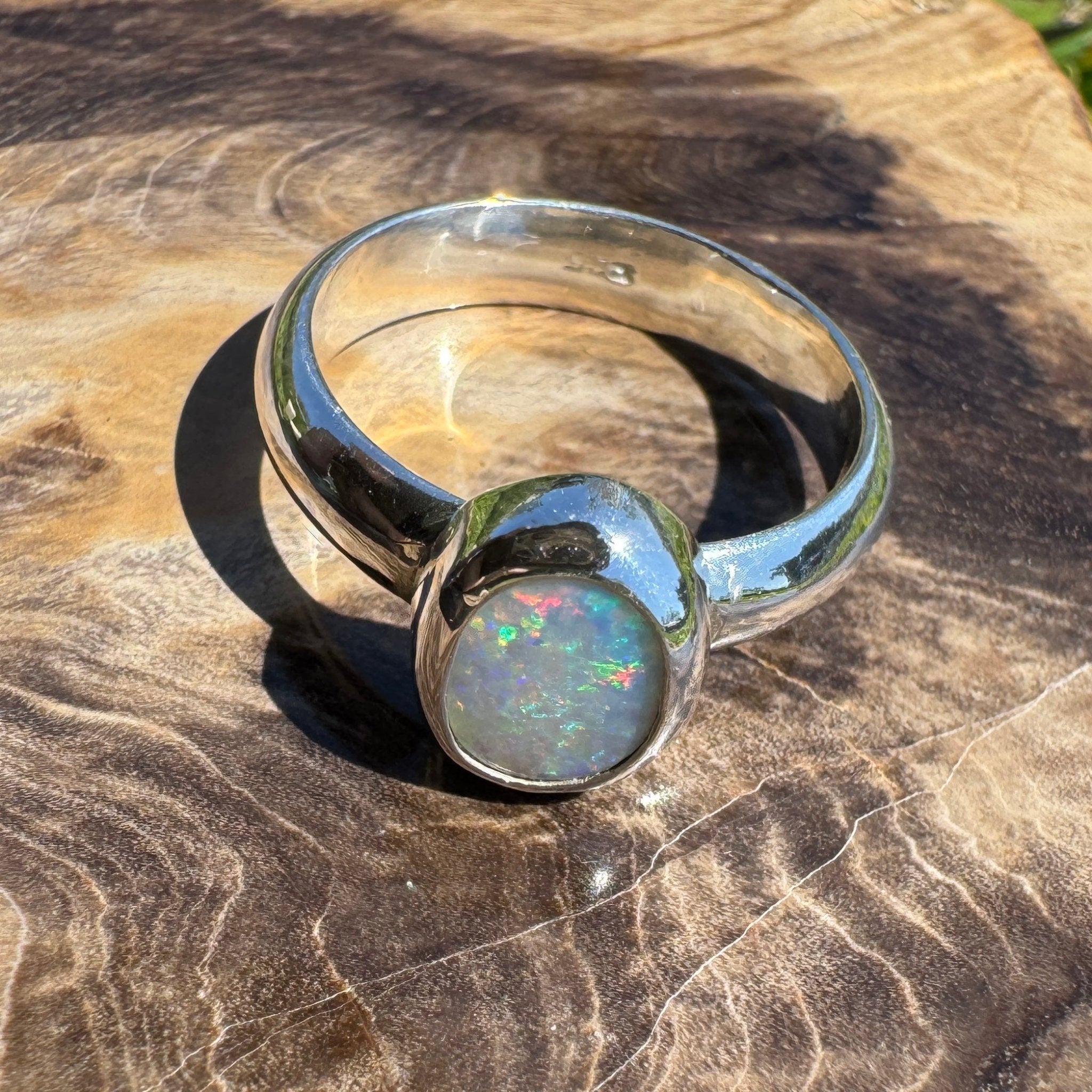 Serene Haze ~ Mintabie Solid Light 1ct Opal Ring – Sterling Silver Simplicity