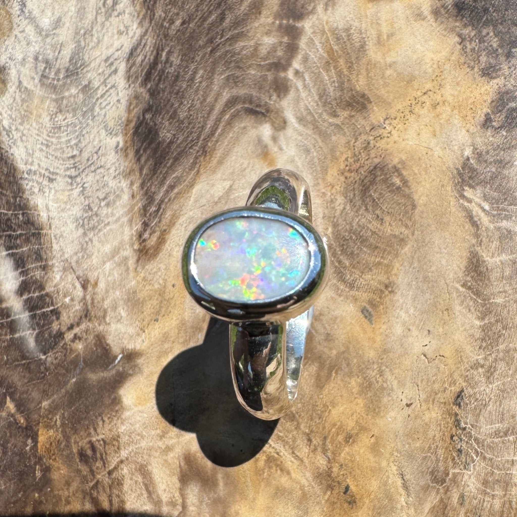 Serene Haze ~ Mintabie Solid Light 1ct Opal Ring – Sterling Silver Simplicity
