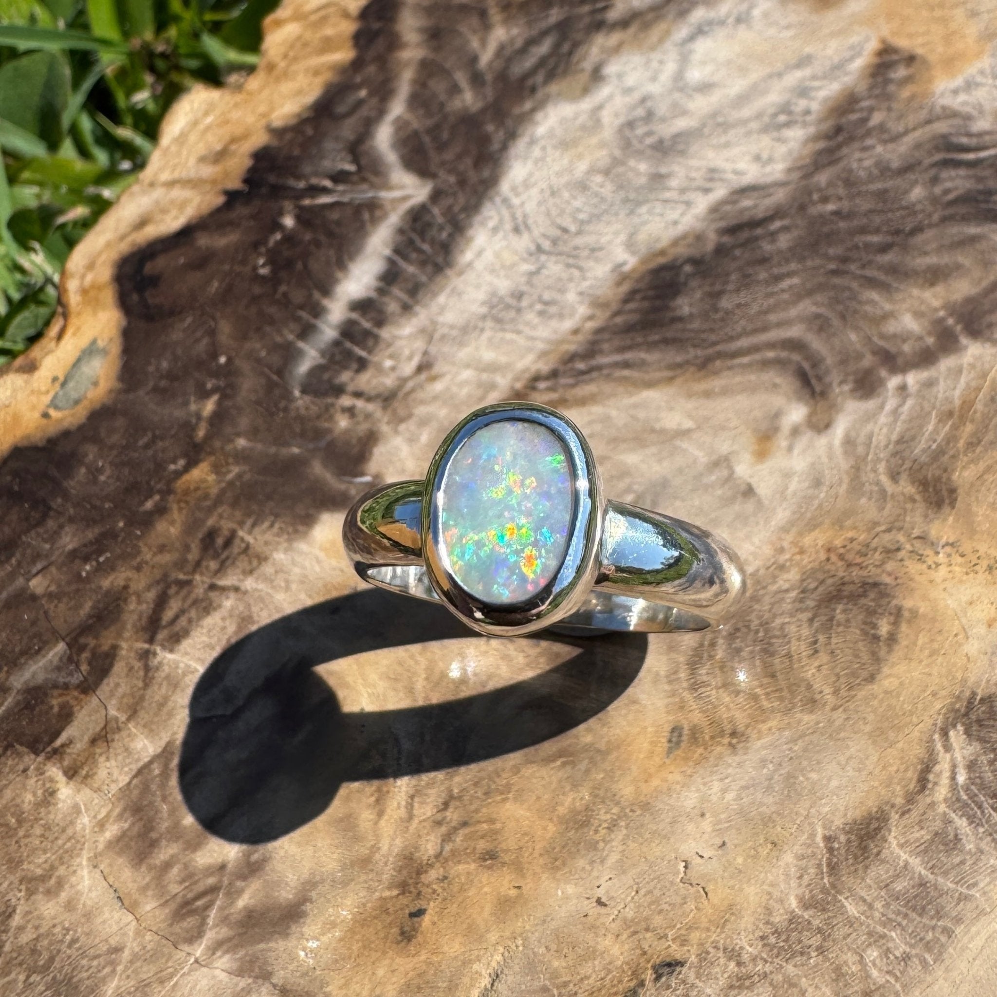 Serene Haze ~ Mintabie Solid Light 1ct Opal Ring – Sterling Silver Simplicity