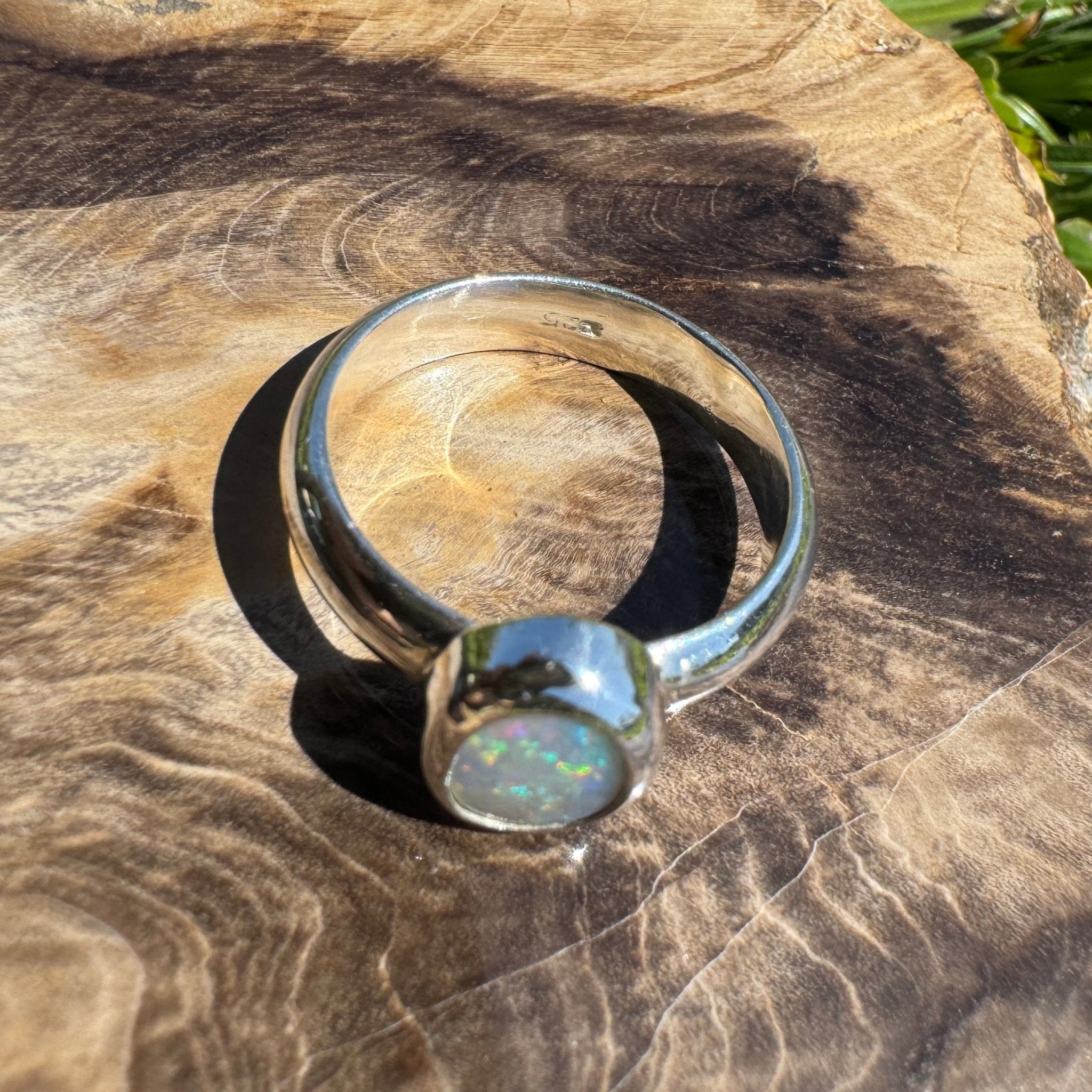 Serene Haze ~ Mintabie Solid Light 1ct Opal Ring – Sterling Silver Simplicity