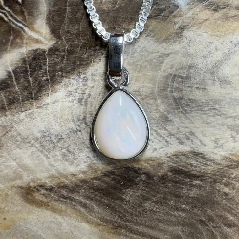 ‘Serene Sky' ~ Handcrafted 1.2ct Solid Coober Pedy Opal 925 Sterling Silver Pendant Necklace
