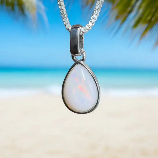 ‘Serene Sky' ~ Handcrafted 1.2ct Solid Coober Pedy Opal 925 Sterling Silver Pendant Necklace