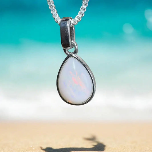 ‘Serene Sky' ~ Handcrafted 1.2ct Solid Coober Pedy Opal 925 Sterling Silver Pendant Necklace