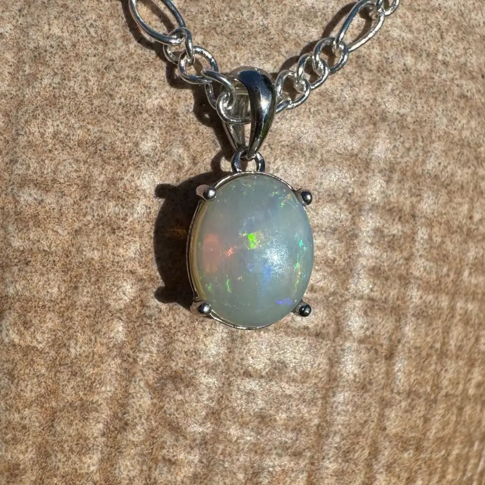 ‘Serene Tide' ~ Handcrafted 1.4ct Solid Coober Pedy Opal 925 Sterling Silver Pendant Necklace