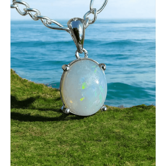 ‘Serene Tide' ~ Handcrafted 1.4ct Solid Coober Pedy Opal 925 Sterling Silver Pendant Necklace