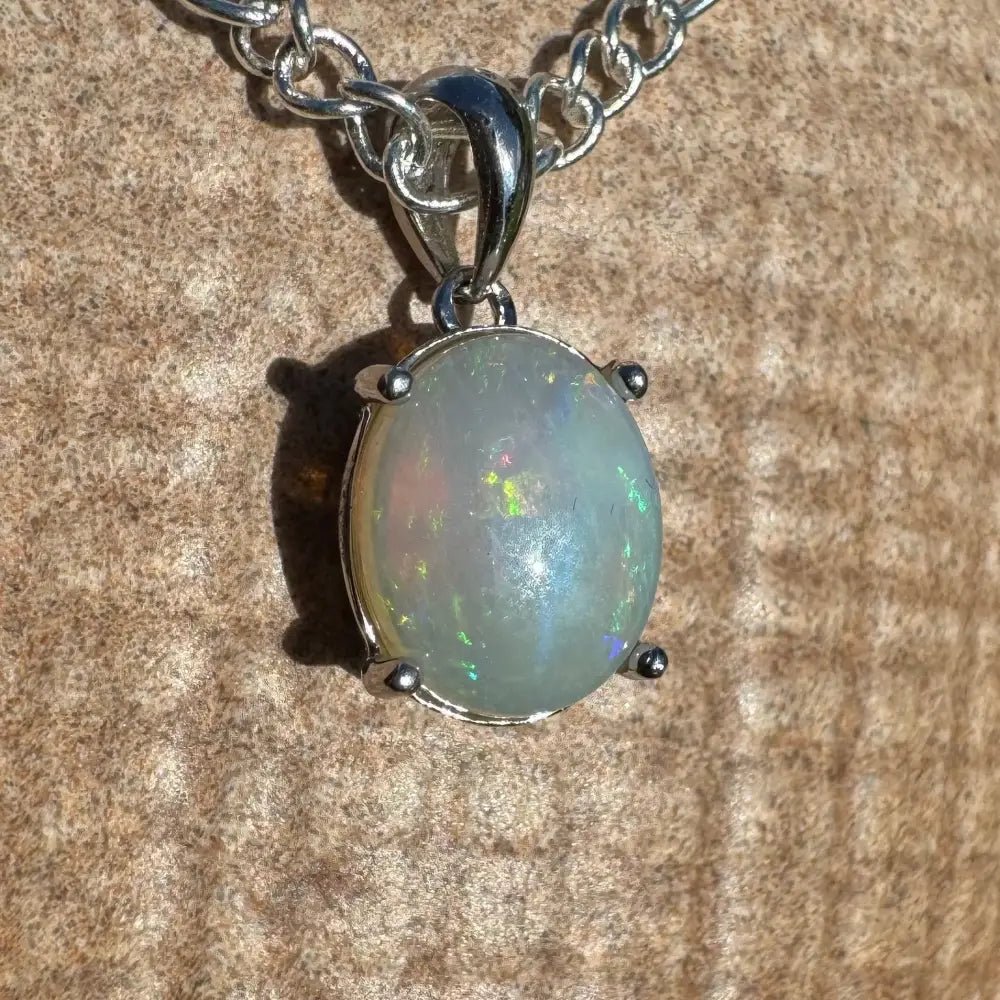 ‘Serene Tide' ~ Handcrafted 1.4ct Solid Coober Pedy Opal 925 Sterling Silver Pendant Necklace