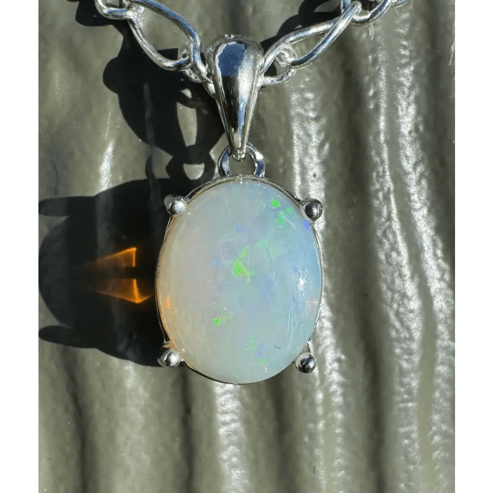 ‘Serene Tide' ~ Handcrafted 1.4ct Solid Coober Pedy Opal 925 Sterling Silver Pendant Necklace