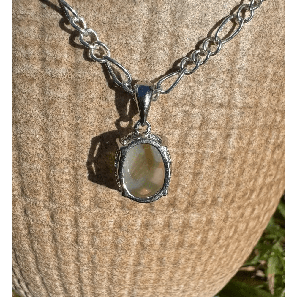 ‘Serene Tide' ~ Handcrafted 1.4ct Solid Coober Pedy Opal 925 Sterling Silver Pendant Necklace