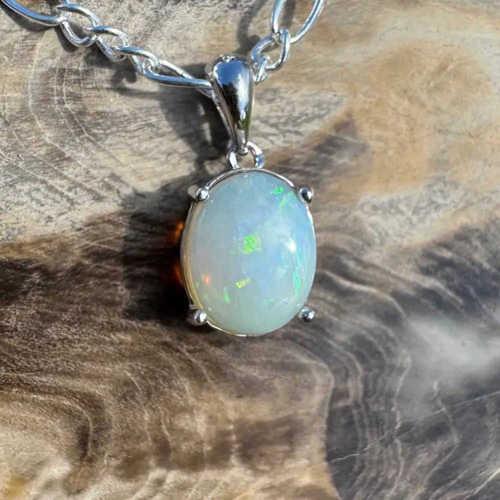‘Serene Tide' ~ Handcrafted 1.4ct Solid Coober Pedy Opal 925 Sterling Silver Pendant Necklace