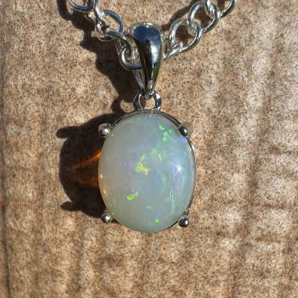 ‘Serene Tide' ~ Handcrafted 1.4ct Solid Coober Pedy Opal 925 Sterling Silver Pendant Necklace