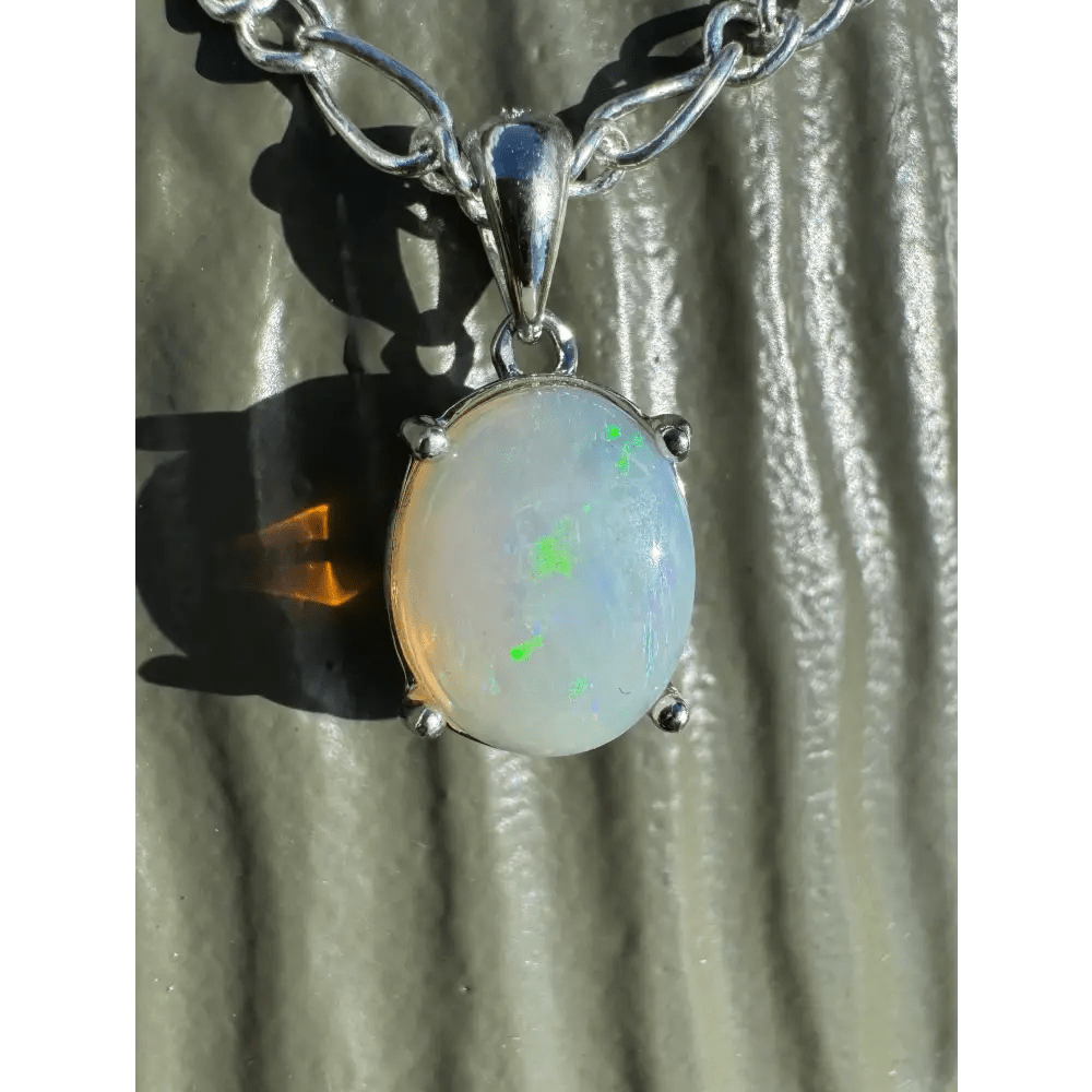 ‘Serene Tide' ~ Handcrafted 1.4ct Solid Coober Pedy Opal 925 Sterling Silver Pendant Necklace