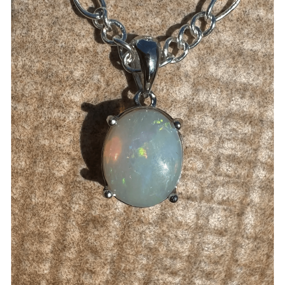 ‘Serene Tide' ~ Handcrafted 1.4ct Solid Coober Pedy Opal 925 Sterling Silver Pendant Necklace