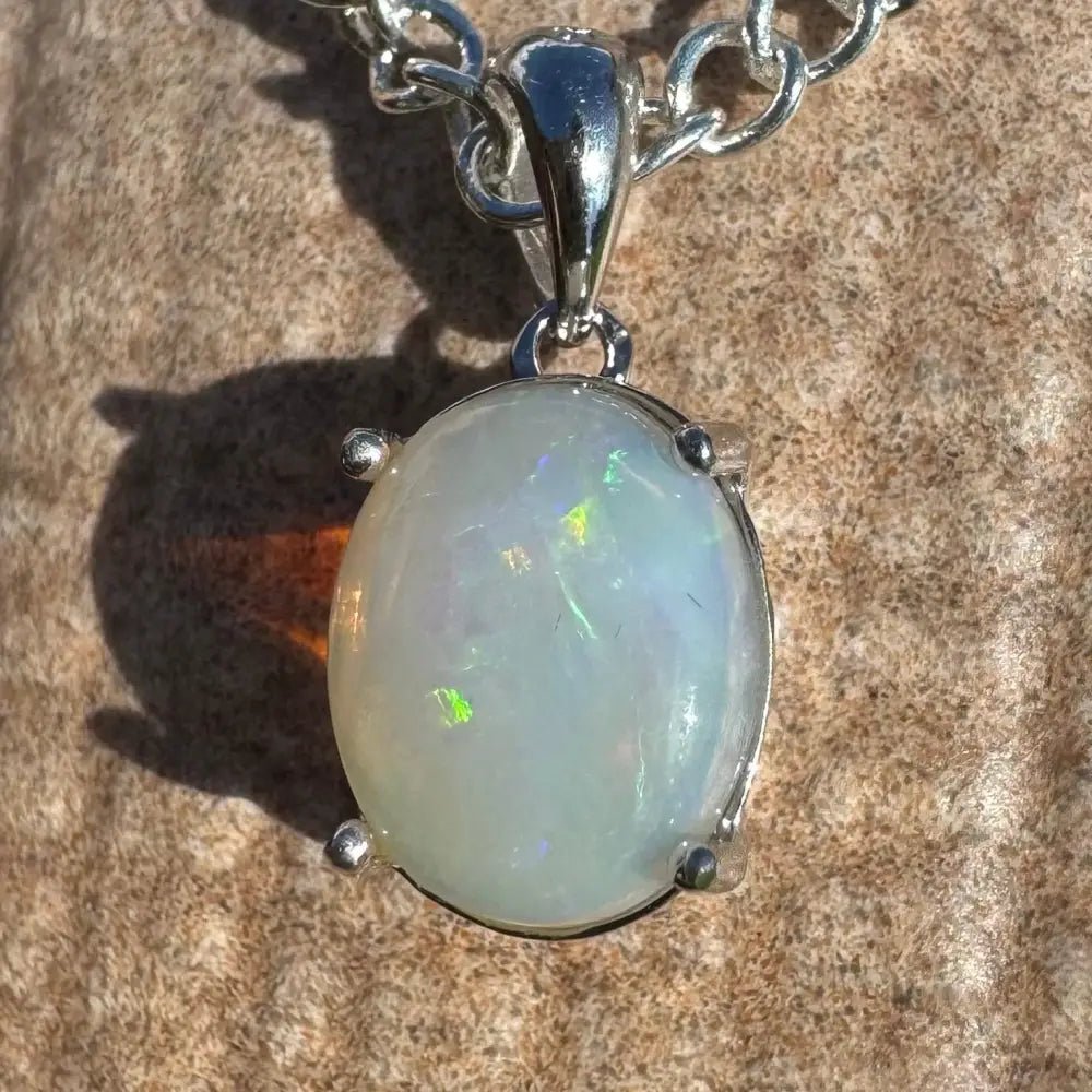 ‘Serene Tide' ~ Handcrafted 1.4ct Solid Coober Pedy Opal 925 Sterling Silver Pendant Necklace