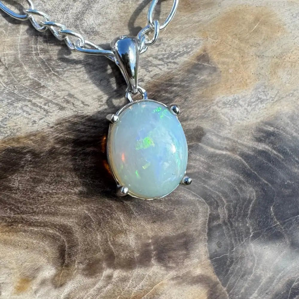 ‘Serene Tide' ~ Handcrafted 1.4ct Solid Coober Pedy Opal 925 Sterling Silver Pendant Necklace