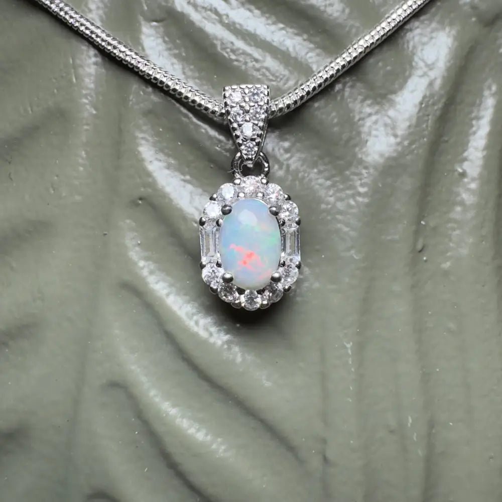 ‘Shimmering Reds' ~ Handcrafted 0.6ct Solid Coober Pedy Opal and Cubic Zirconia 925 Sterling Silver Pendant