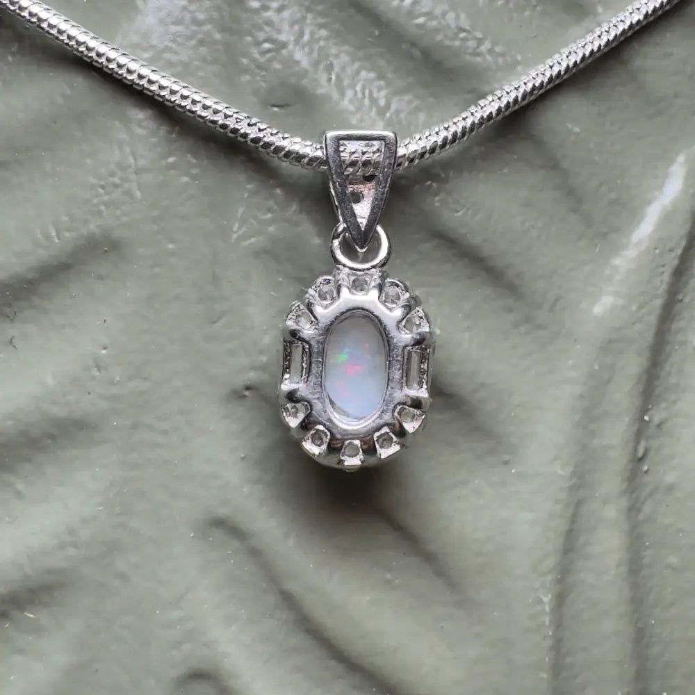 ‘Shimmering Reds' ~ Handcrafted 0.6ct Solid Coober Pedy Opal and Cubic Zirconia 925 Sterling Silver Pendant