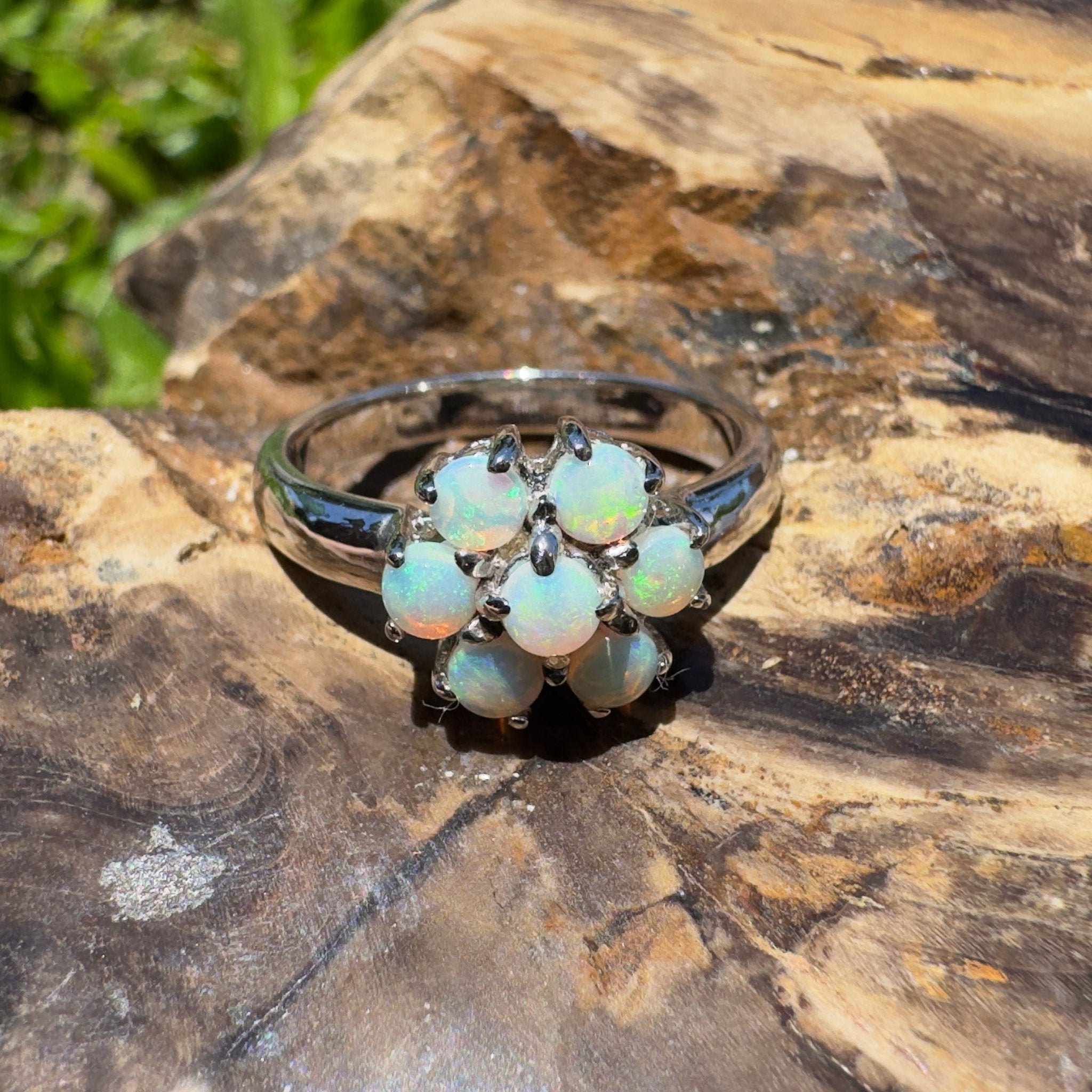 Shipsterns Bloom – Solid Lightning Ridge Crystal Opal 925 Sterling Silver Ring