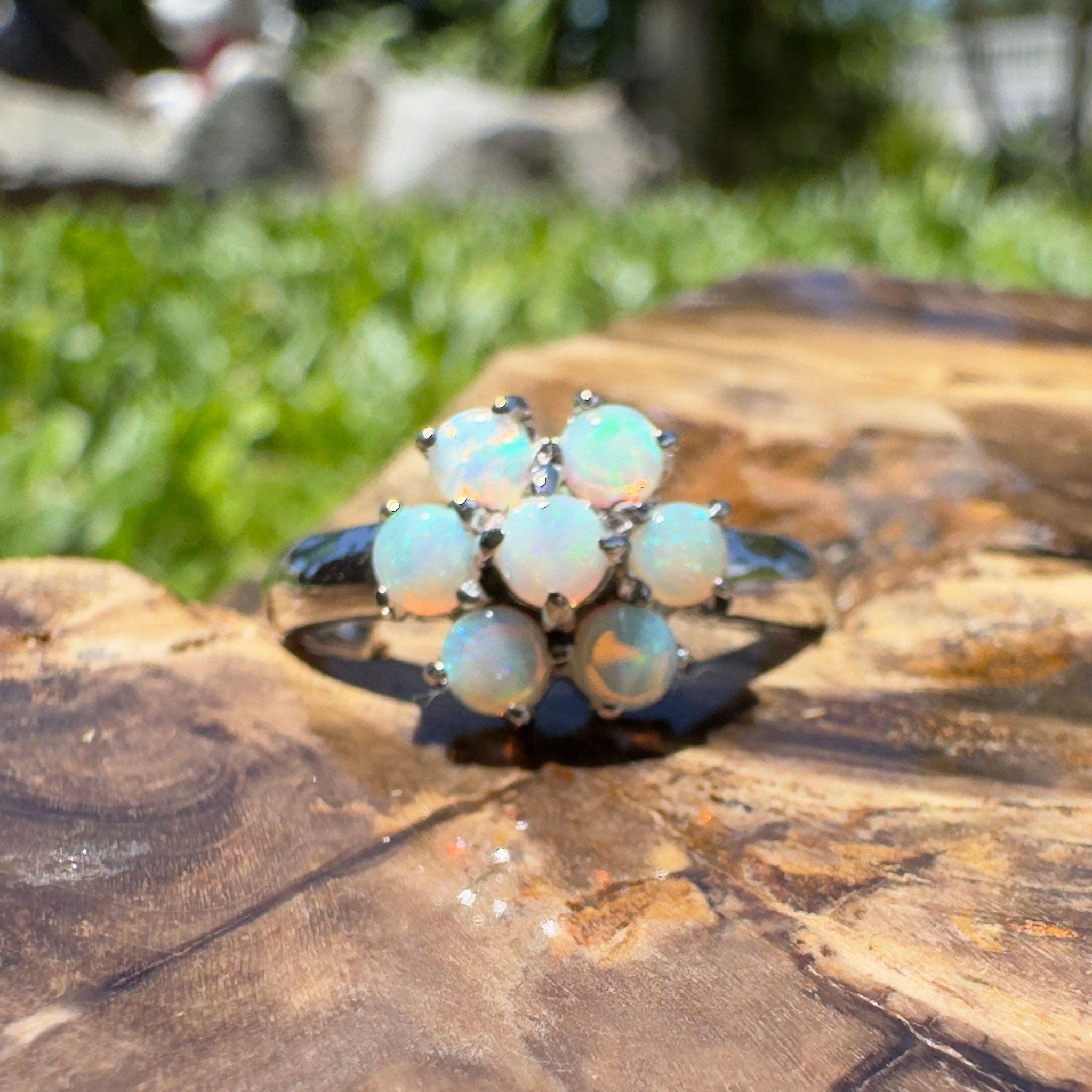 Shipsterns Bloom – Solid Lightning Ridge Crystal Opal 925 Sterling Silver Ring