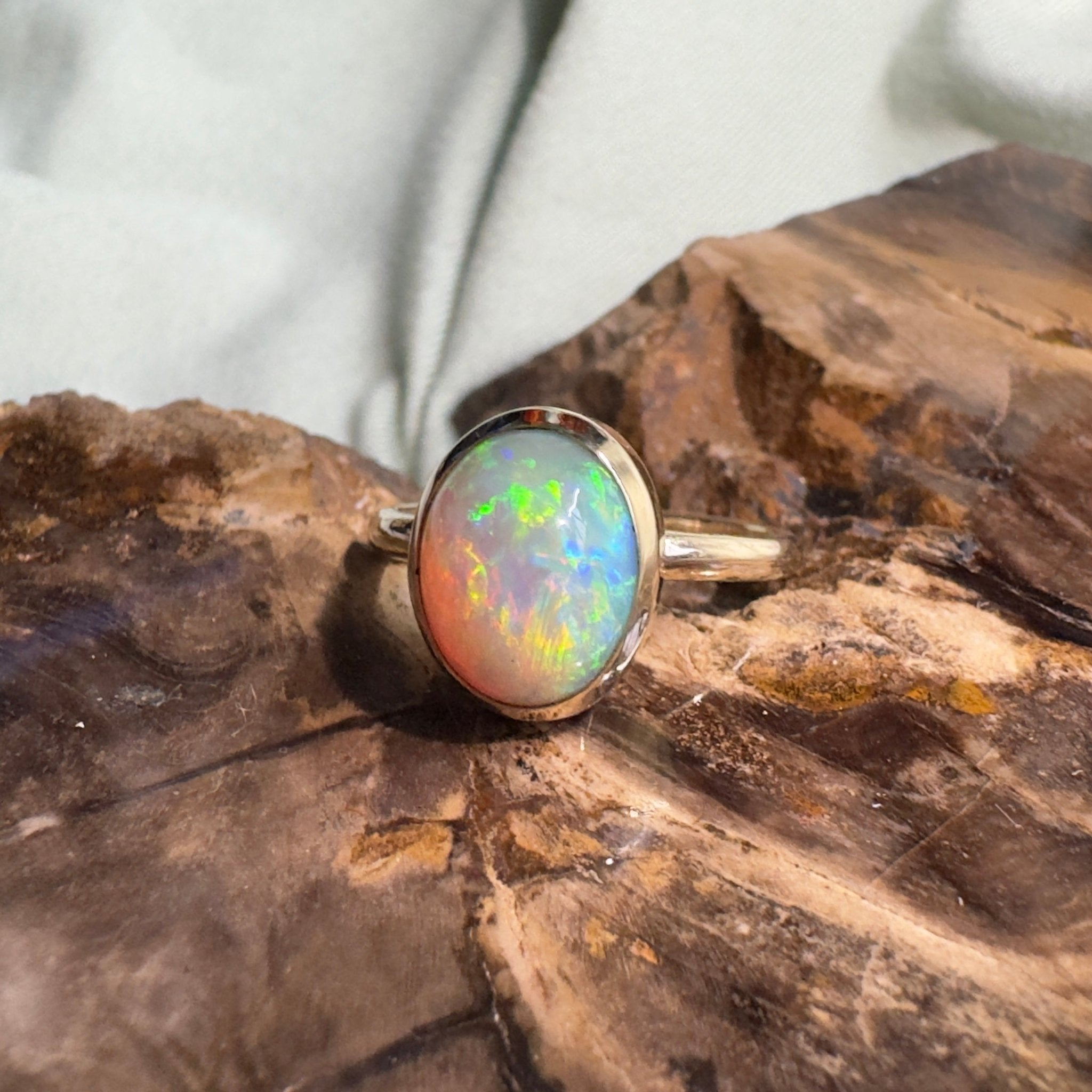 Simpson Halo ~ 3.3ct Solid Lightning Ridge Opal 9ct Yellow Gold Ring