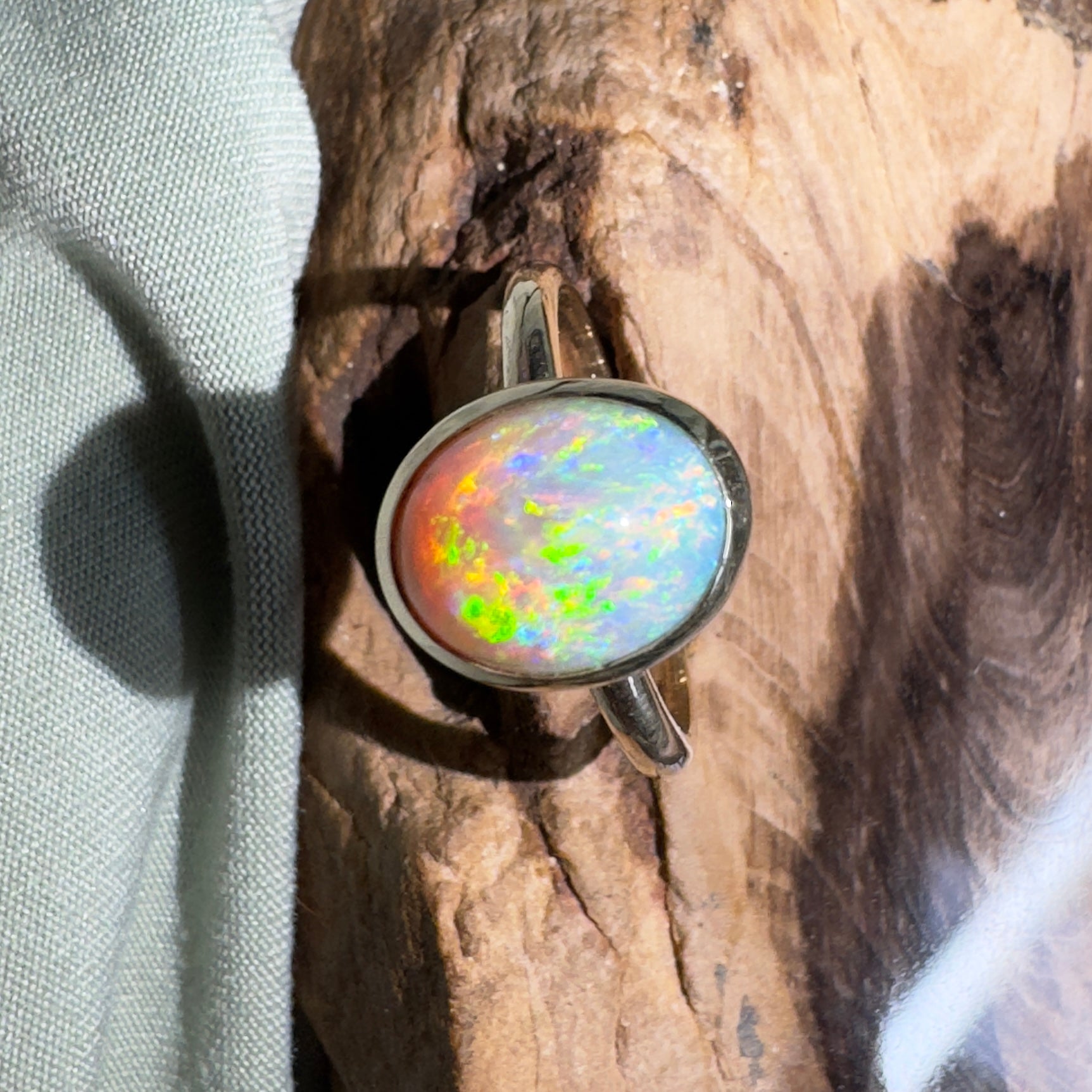Simpson Halo ~ 3.3ct Solid Lightning Ridge Opal 9ct Yellow Gold Ring