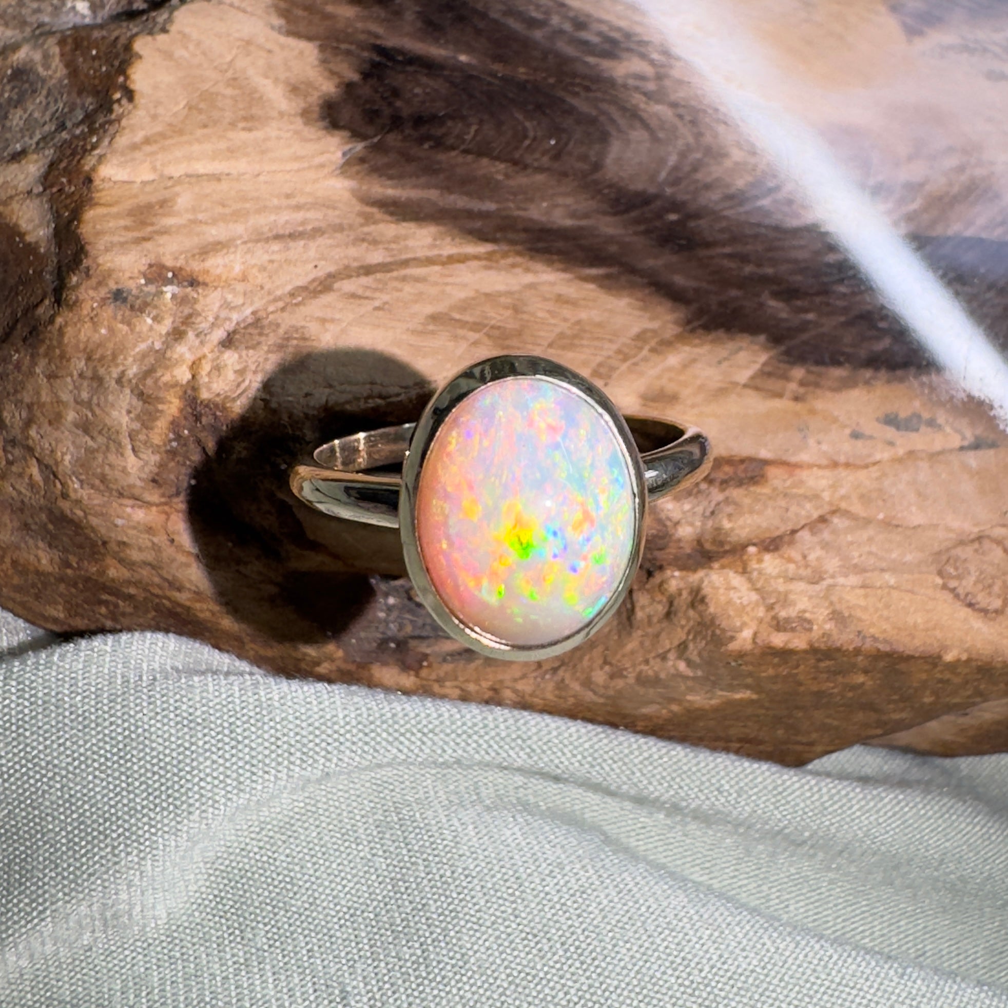 Simpson Halo ~ 3.3ct Solid Lightning Ridge Opal 9ct Yellow Gold Ring