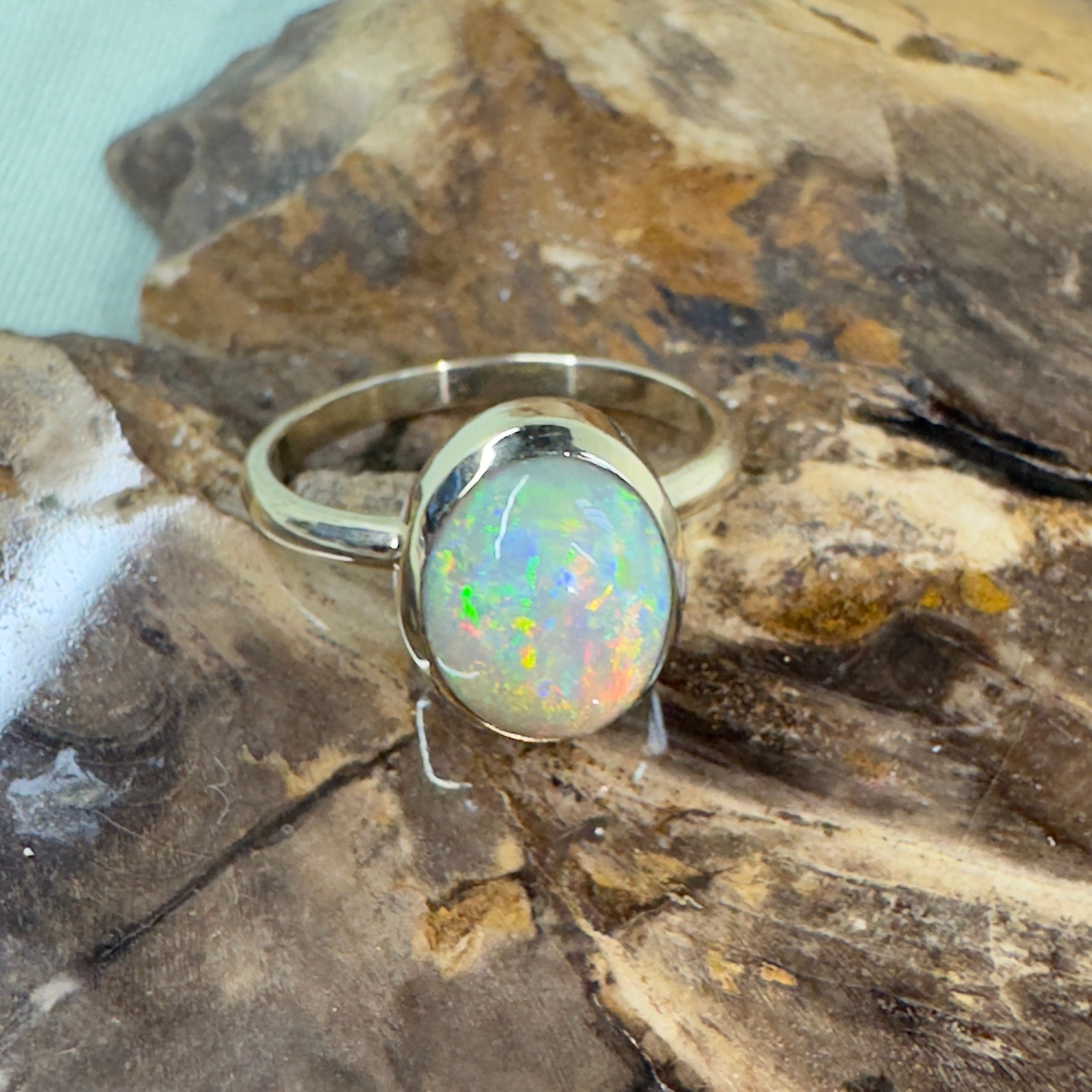 Simpson Halo ~ 3.3ct Solid Lightning Ridge Opal 9ct Yellow Gold Ring