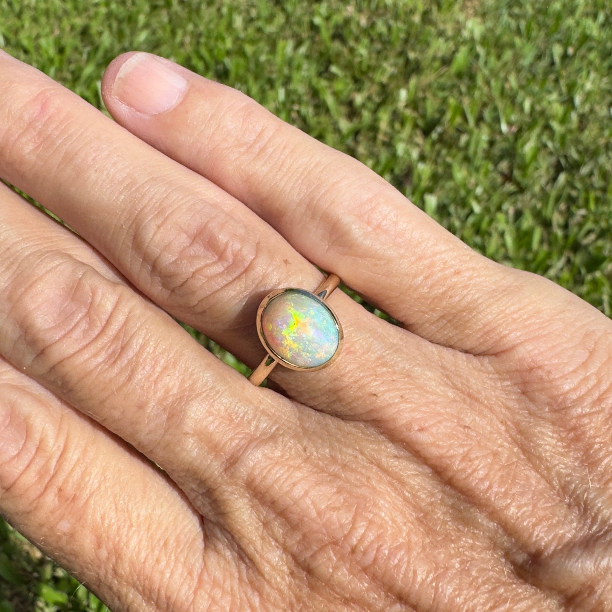 Simpson Halo ~ 3.3ct Solid Lightning Ridge Opal 9ct Yellow Gold Ring