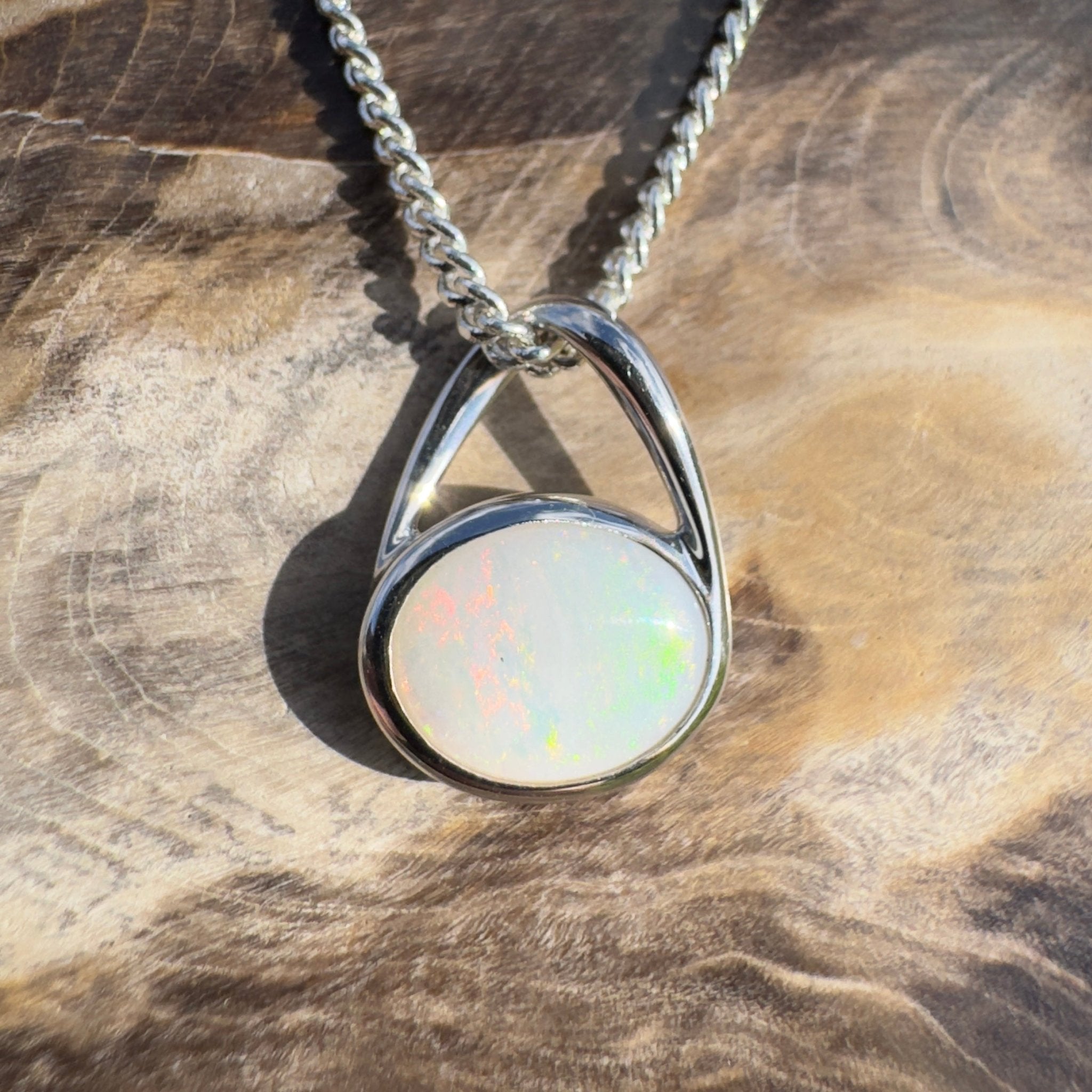 Simpson Shimmer ~ 1ct Solid Coober Pedy Opal 925 Sterling Silver Pendant Necklace