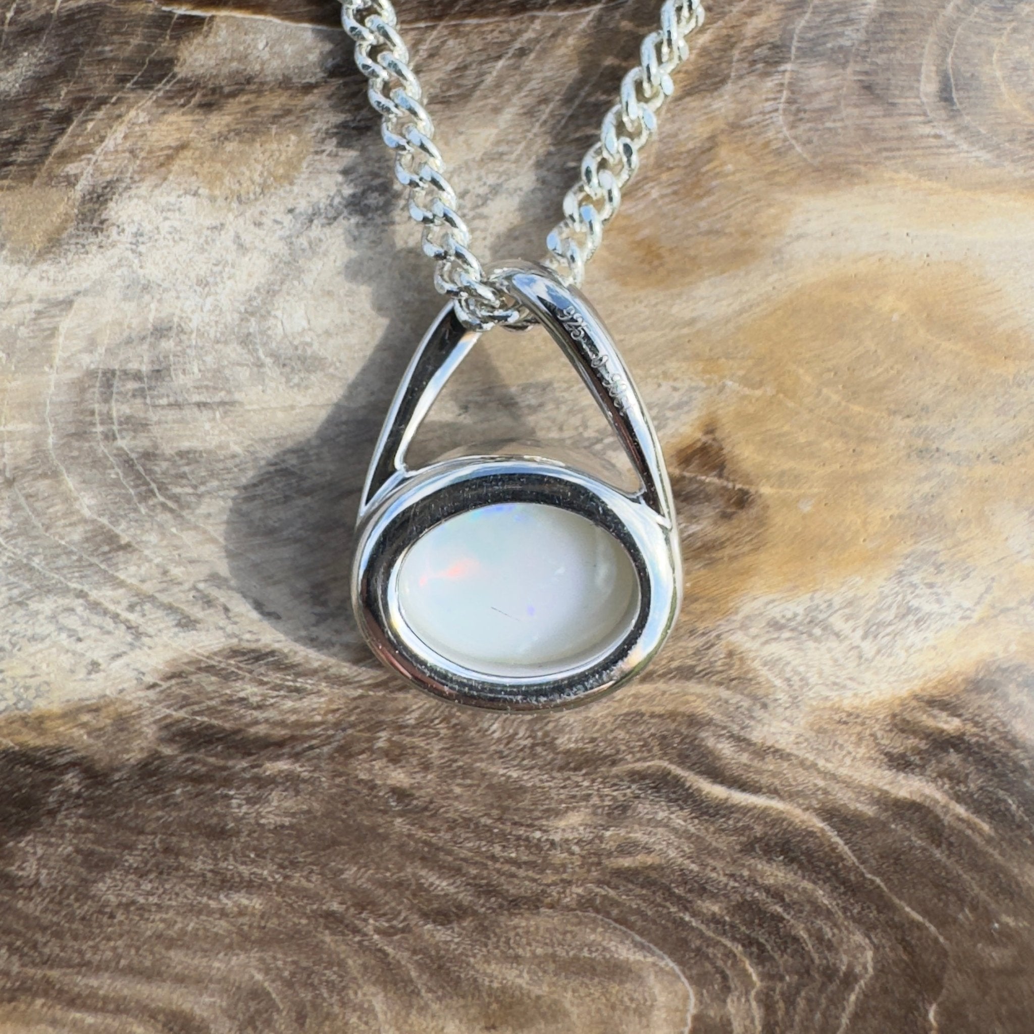 Simpson Shimmer ~ 1ct Solid Coober Pedy Opal 925 Sterling Silver Pendant Necklace