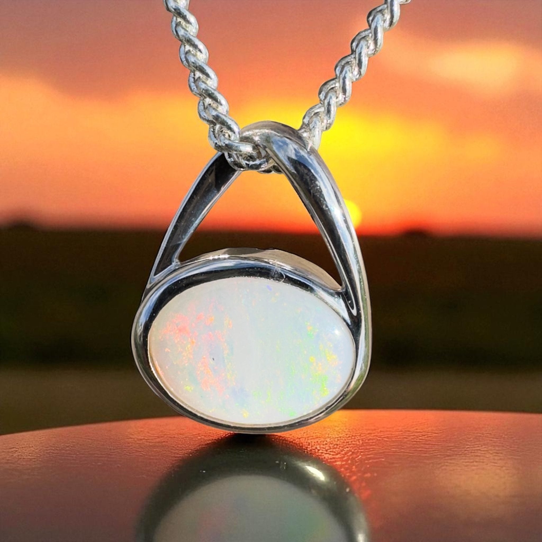 Simpson Shimmer ~ 1ct Solid Coober Pedy Opal 925 Sterling Silver Pendant Necklace