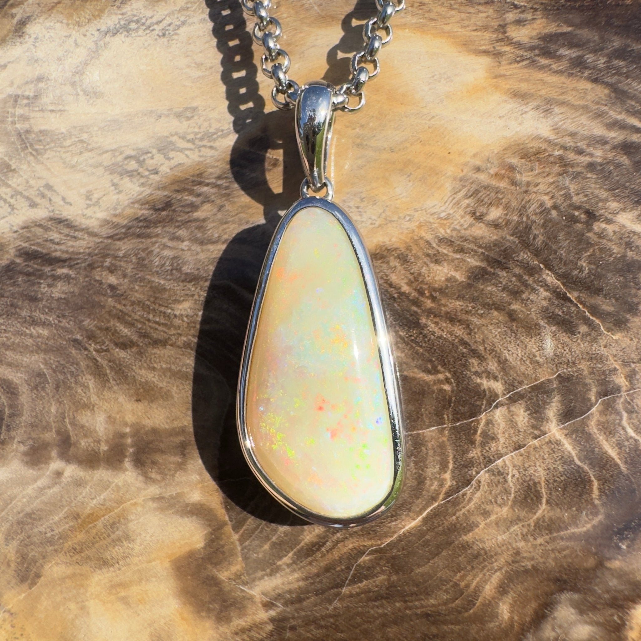 Simpson Sunrise Glow ~ 5.2ct Coober Pedy Opal 925 Silver Pendant
