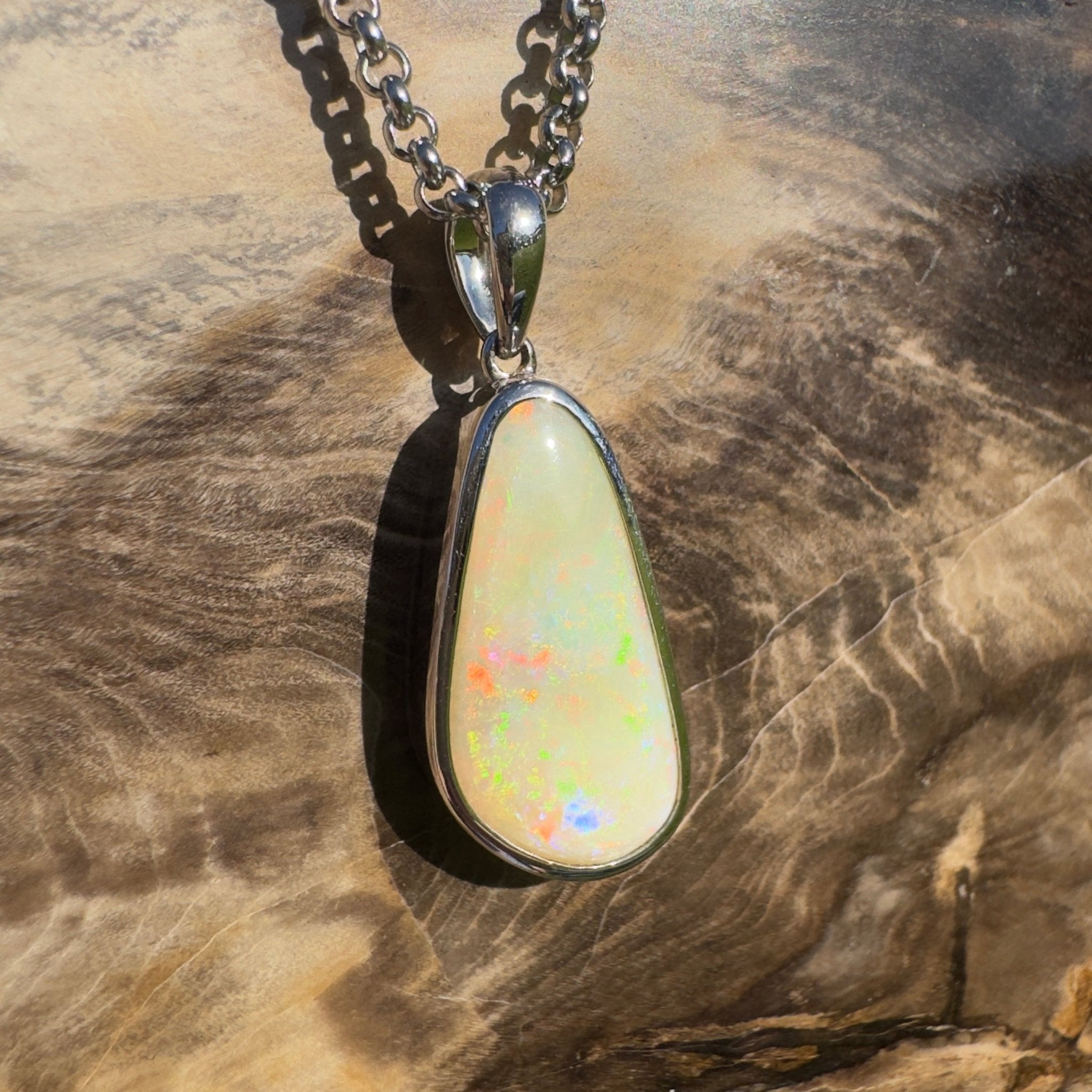 Simpson Sunrise Glow ~ 5.2ct Coober Pedy Opal 925 Silver Pendant
