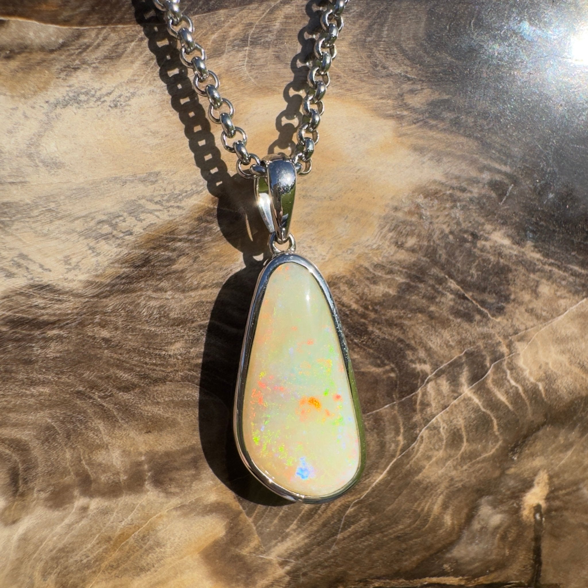 Simpson Sunrise Glow ~ 5.2ct Coober Pedy Opal 925 Silver Pendant