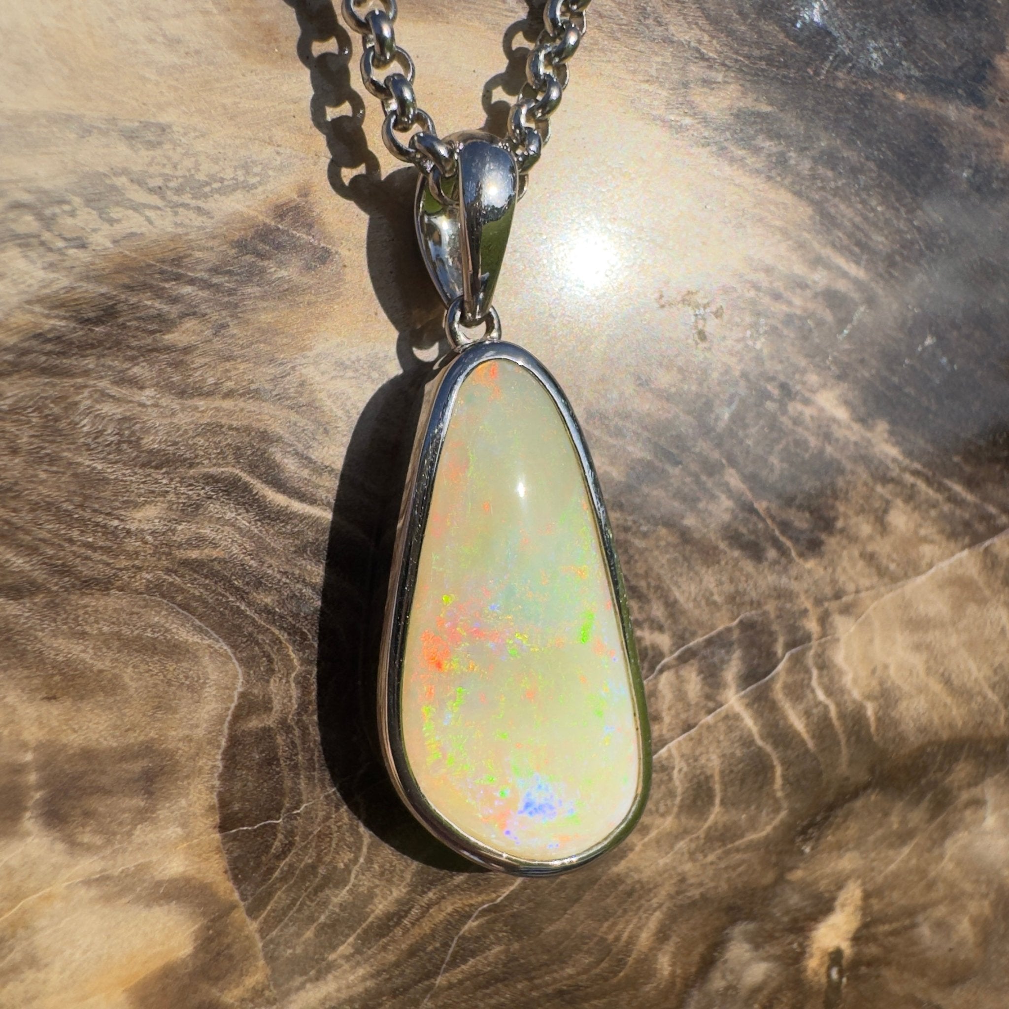 Simpson Sunrise Glow ~ 5.2ct Coober Pedy Opal 925 Silver Pendant