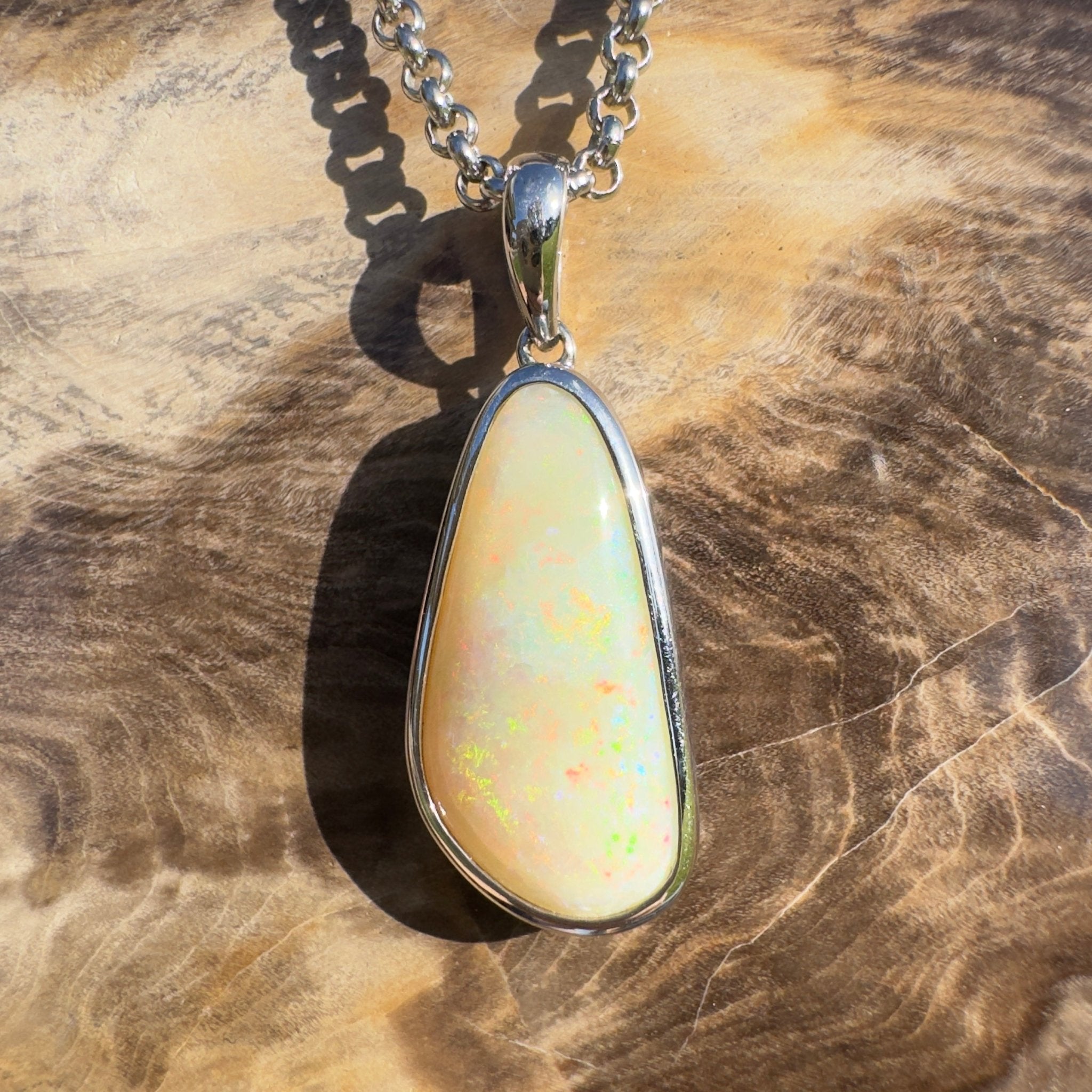 Simpson Sunrise Glow ~ 5.2ct Coober Pedy Opal 925 Silver Pendant
