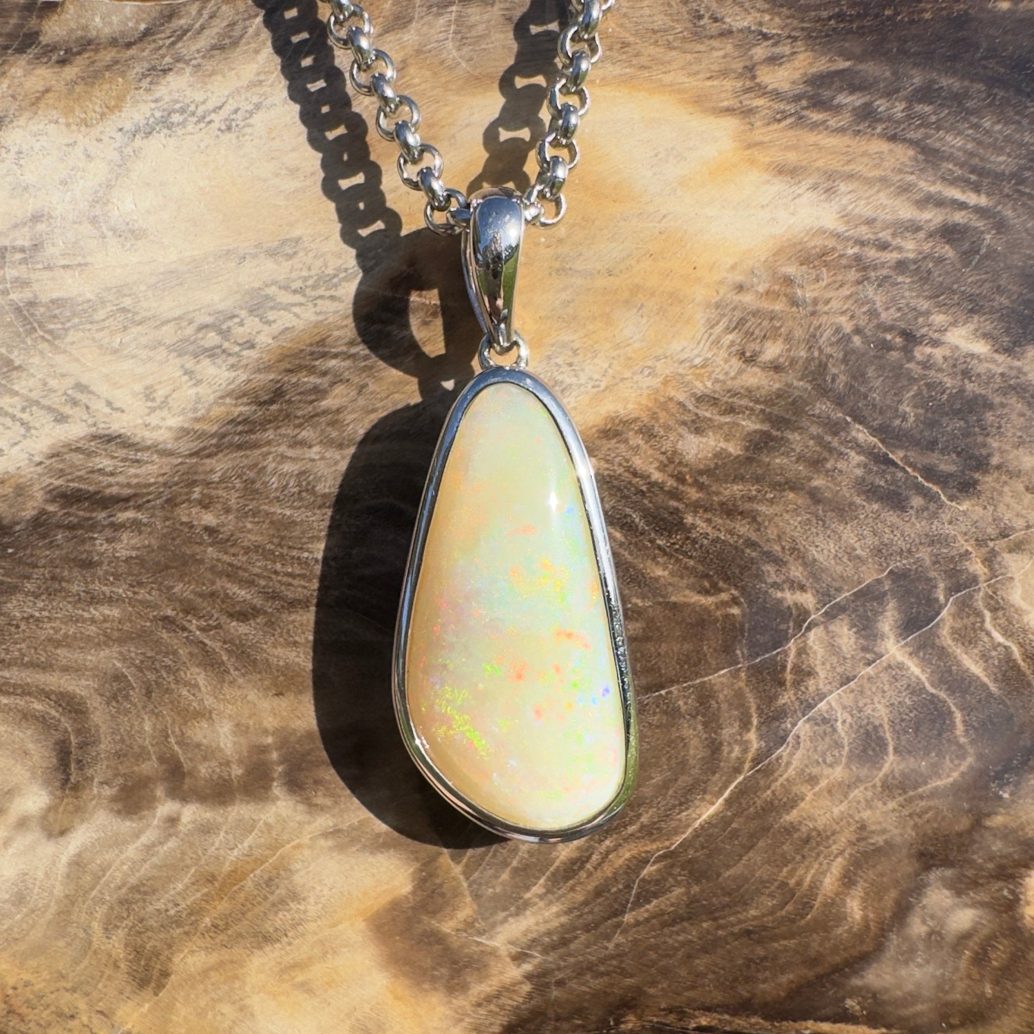 Simpson Sunrise Glow ~ 5.2ct Coober Pedy Opal 925 Silver Pendant