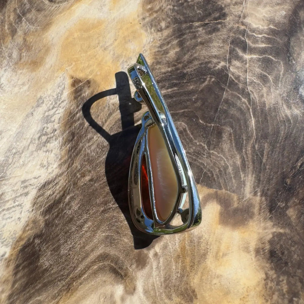 ‘Snowy River Firelight’ ~ Handcrafted 1.6ct Solid Lightning Ridge Opal and Cubic Zirconia 925 Sterling Silver Pendant Necklace