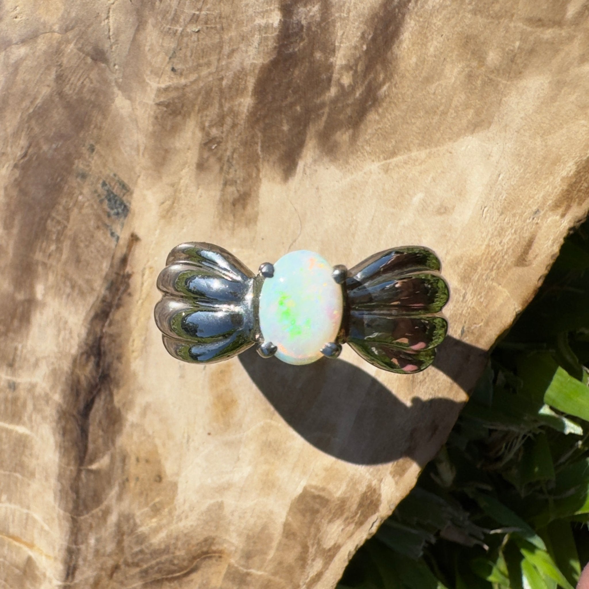 Solaris Halo – Solid Lightning Ridge Opal 925 Sterling Silver Ring