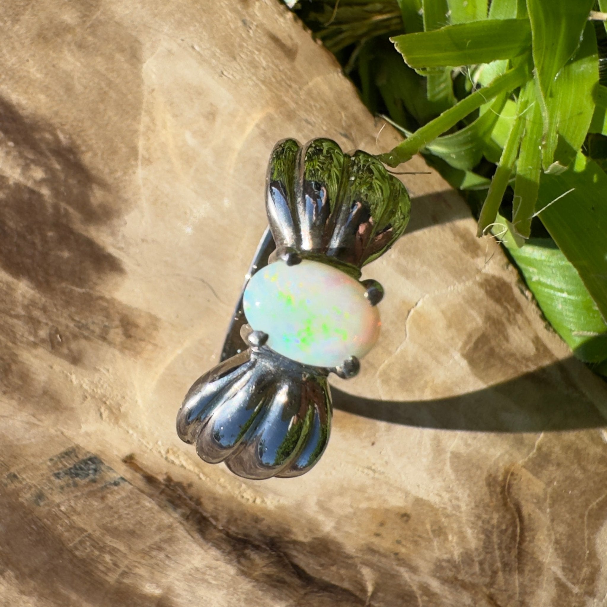 Solaris Halo – Solid Lightning Ridge Opal 925 Sterling Silver Ring