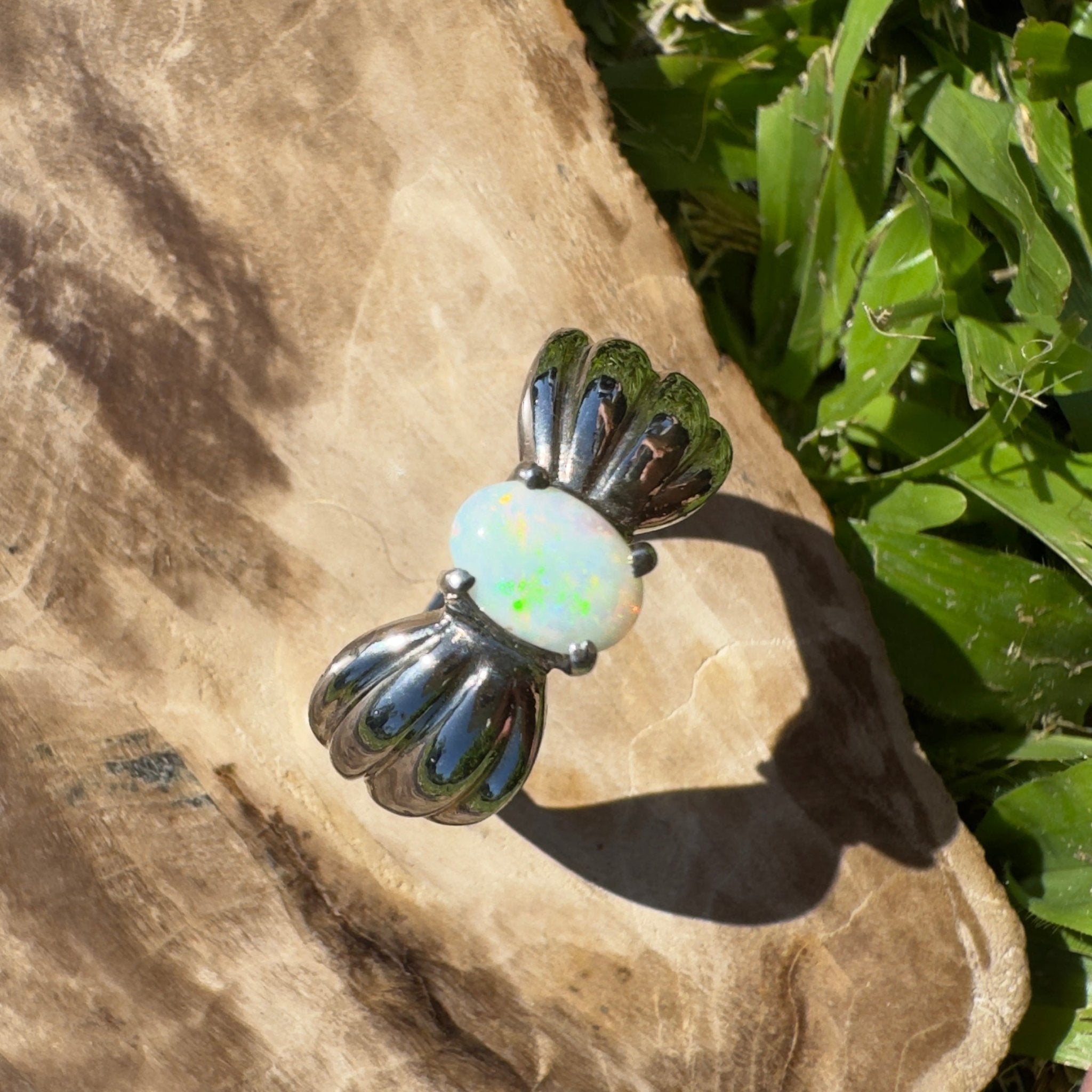 Solaris Halo – Solid Lightning Ridge Opal 925 Sterling Silver Ring