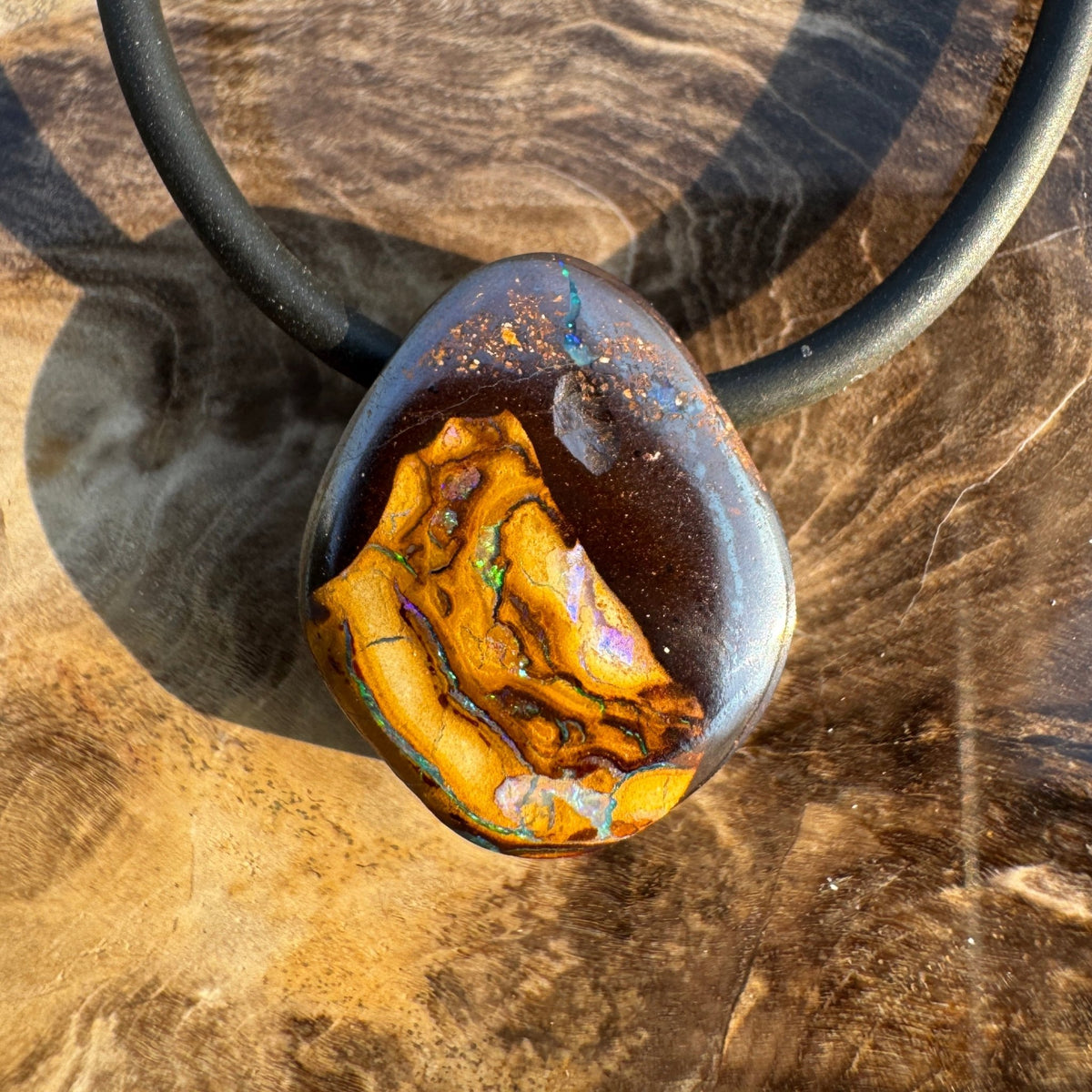 Solid Queensland Boulder Opal Pendant Necklace ~ 'Boggomoss Drift' | Solid Australian Opal