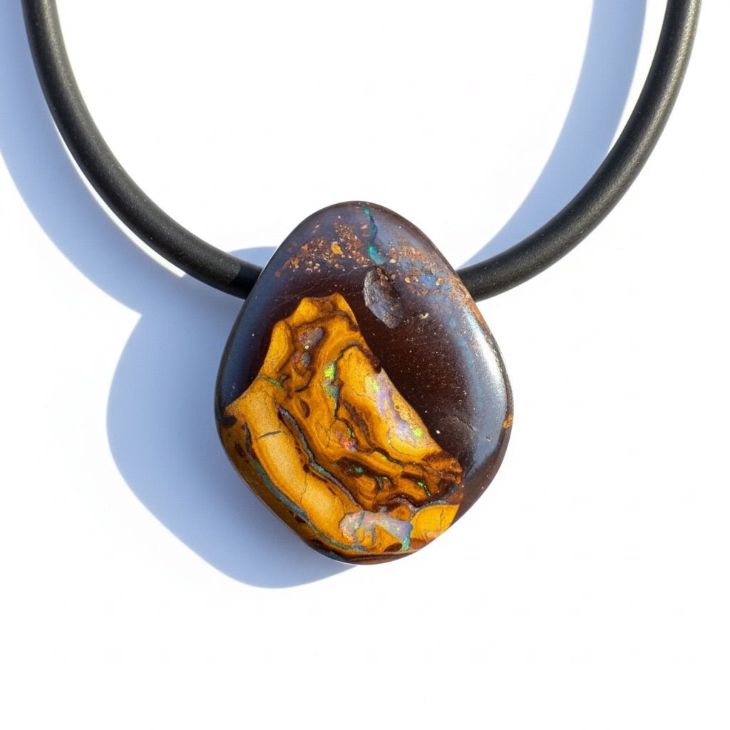 Solid Queensland Boulder Opal Pendant Necklace ~ 'Boggomoss Drift' | Solid Australian Opal