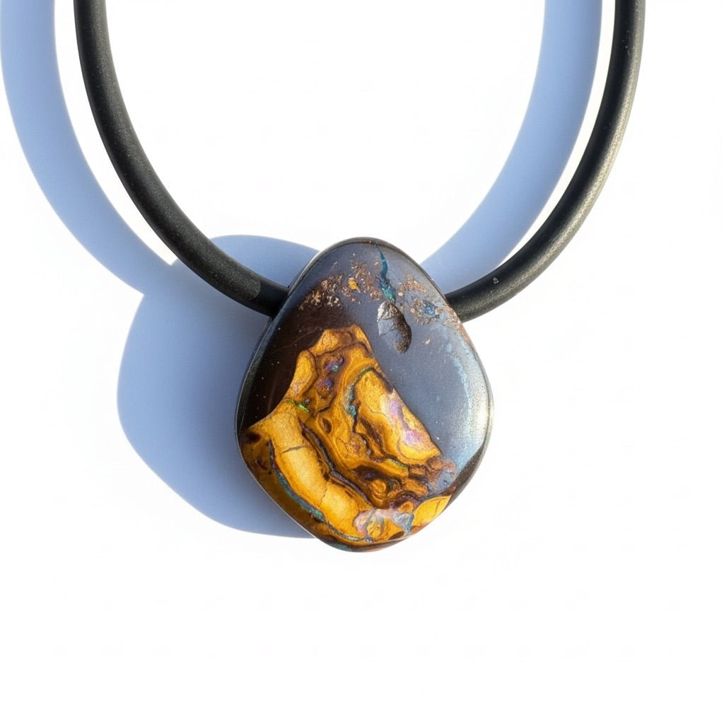 Solid Queensland Boulder Opal Pendant Necklace ~ 'Boggomoss Drift' | Solid Australian Opal