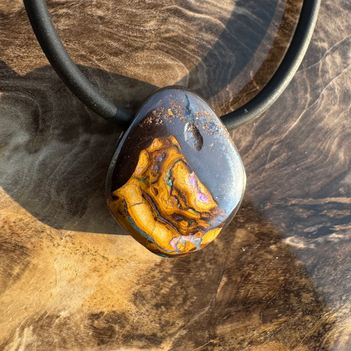 Solid Queensland Boulder Opal Pendant Necklace ~ 'Boggomoss Drift' | Solid Australian Opal