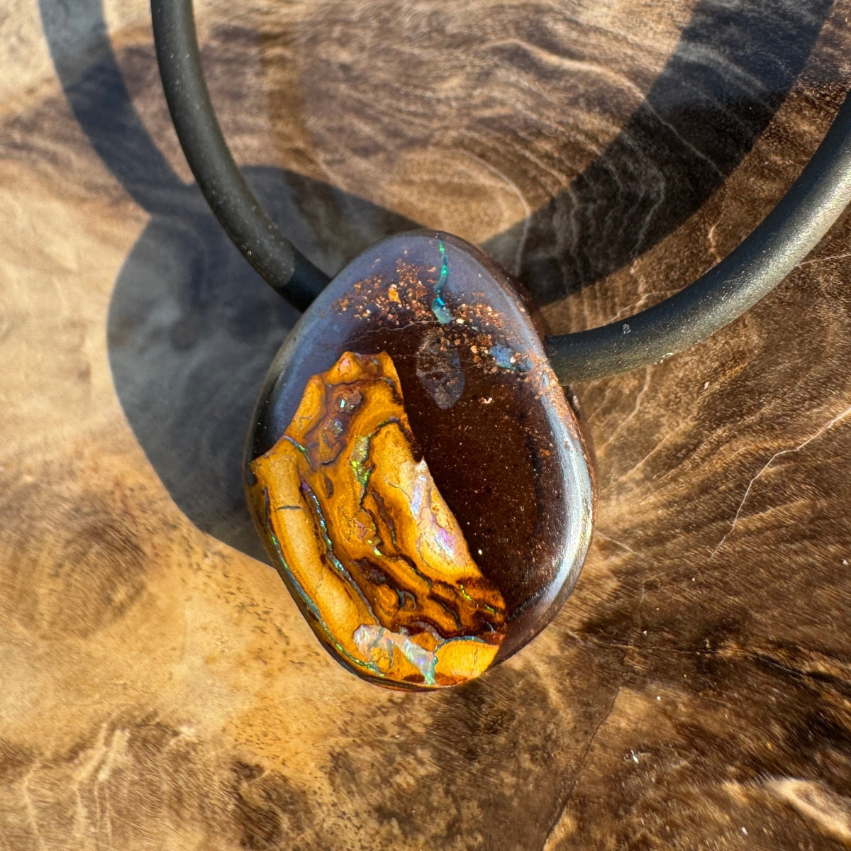 Solid Queensland Boulder Opal Pendant Necklace ~ 'Boggomoss Drift' | Solid Australian Opal
