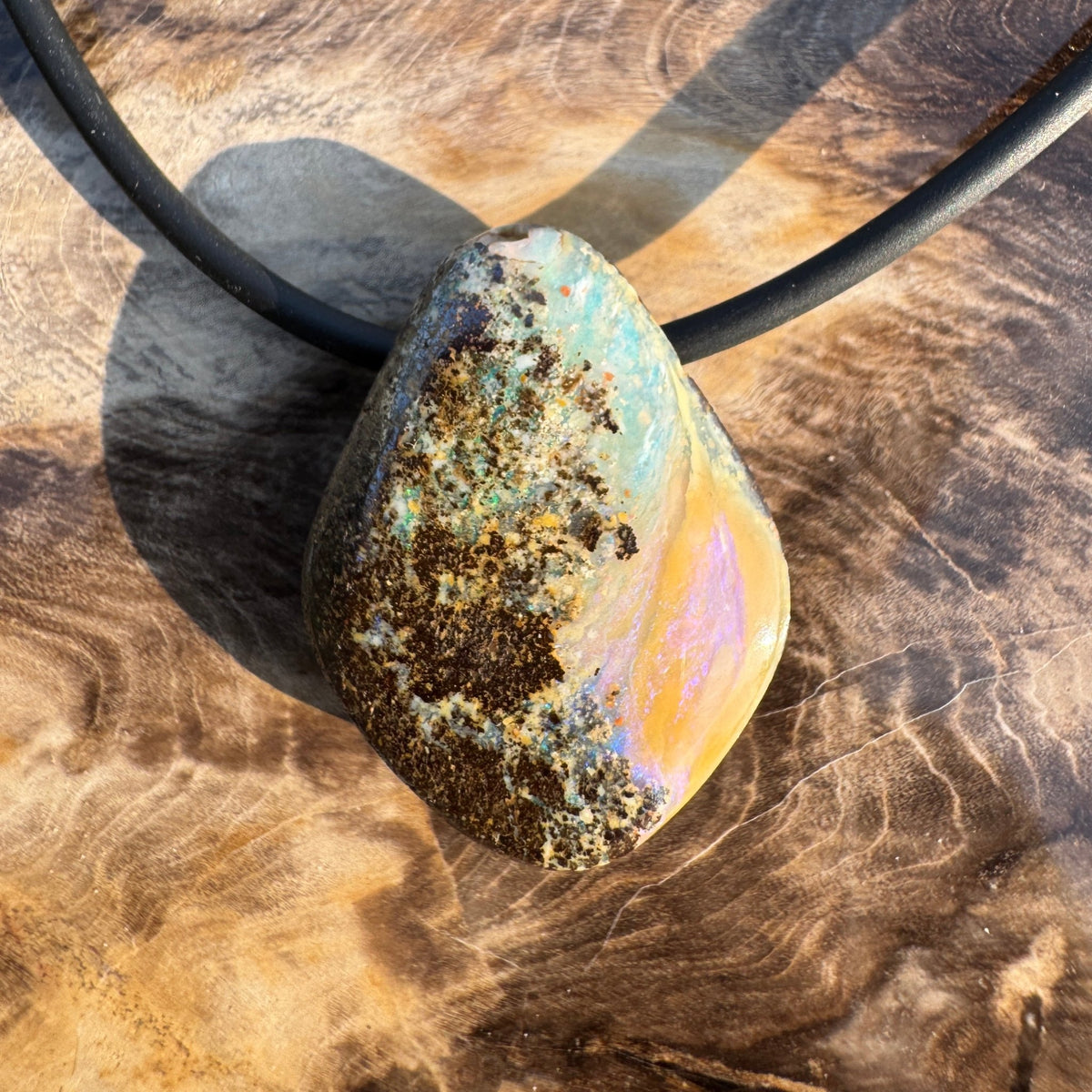 Solid Queensland Boulder Opal Pendant Necklace ~ 'Cobourg Tideglow' | Solid Australian Opal