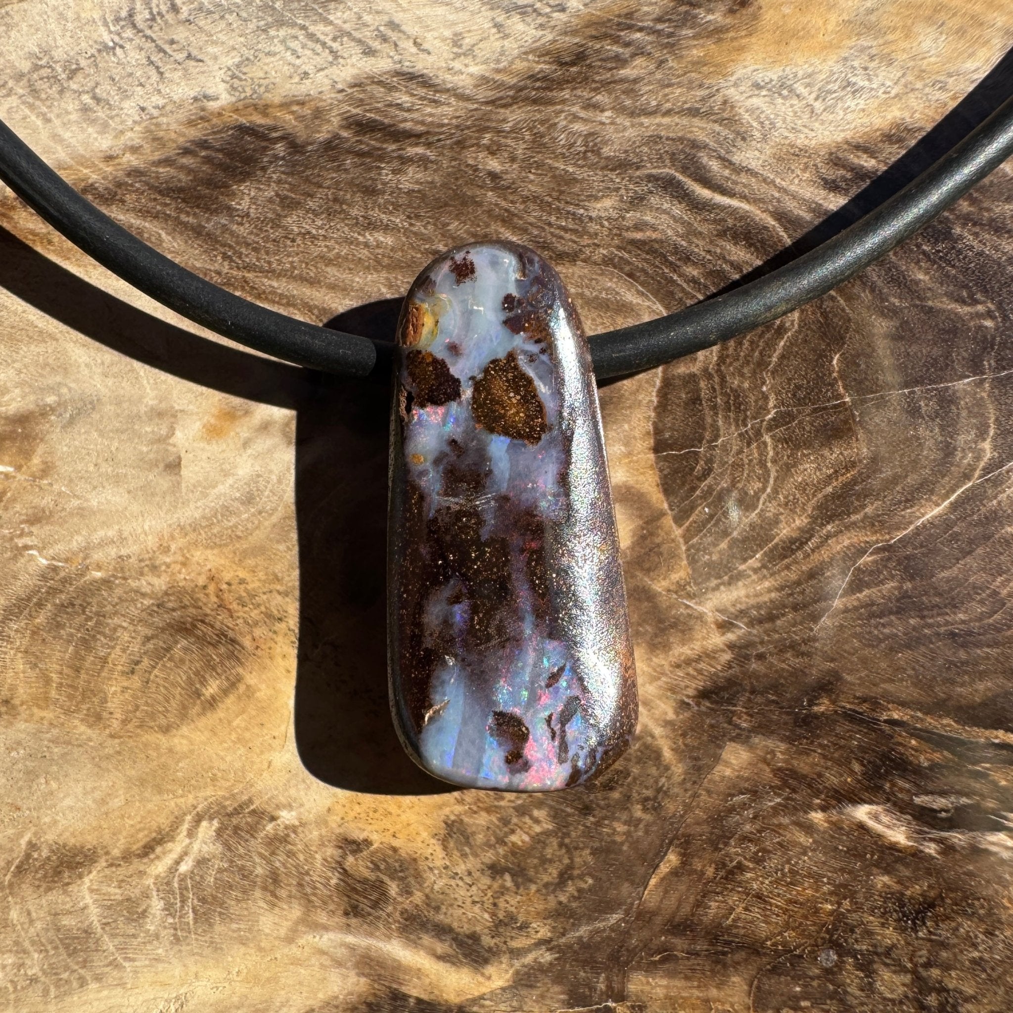 Solid Queensland Boulder Opal Pendant Necklace ~ 'Hawkesbury Flow' | Solid Australian Opal