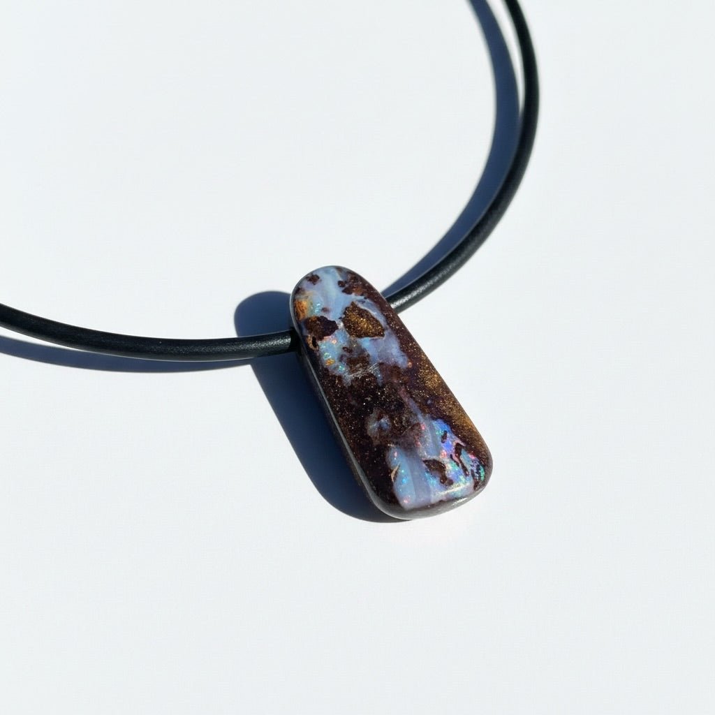 Solid Queensland Boulder Opal Pendant Necklace ~ 'Hawkesbury Flow' | Solid Australian Opal
