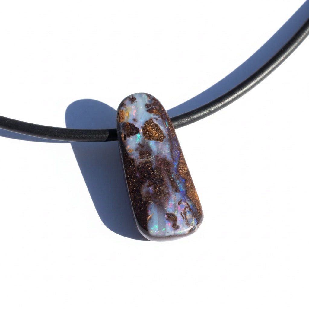 Solid Queensland Boulder Opal Pendant Necklace ~ 'Hawkesbury Flow' | Solid Australian Opal